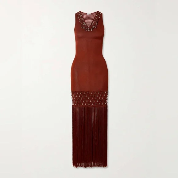 Paco Rabanne | Dresses | Rabanne Fringed Embellished Crocheted Cotton Maxi  Dress | Poshmark